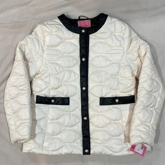 NWT Kate Spade Quilted Jacket with Pearl Snap Buttons, Cream, L - Picture 3 of 9